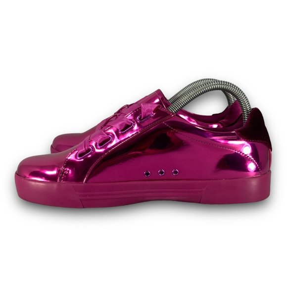 Call It Spring Reflective Sneakers Low Top Lace Up Metallic Pink Women 7.5 - Picture 4 of 9